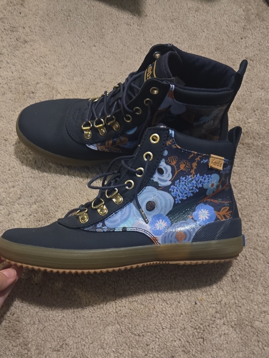 Keds Shoes - Keds Navy Floral High-Top Boots with Blue and Brown Accents